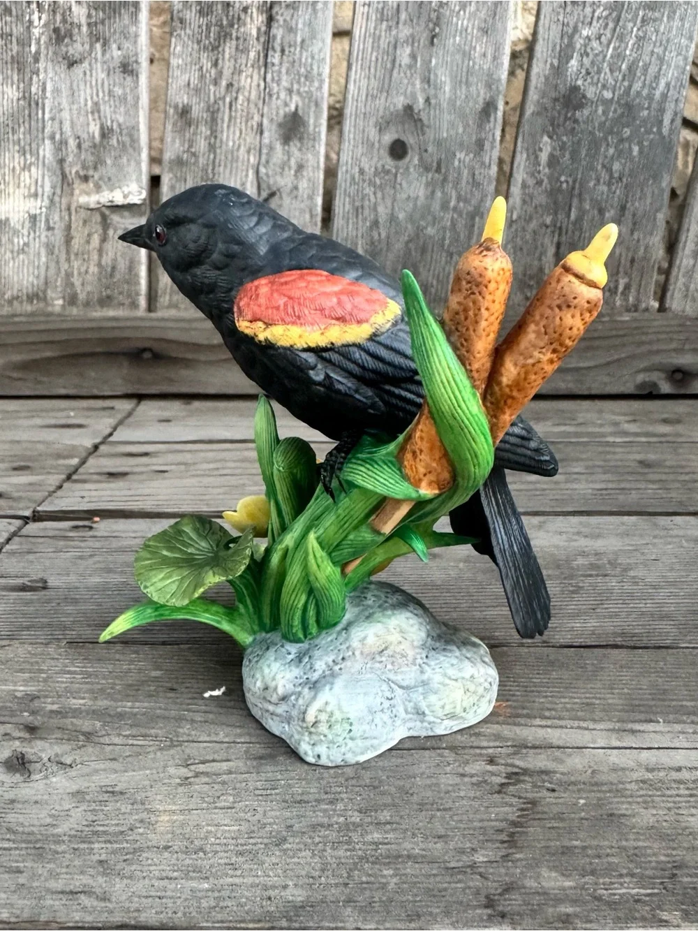 VTG 1993 Lenox Porcelain Red Winged Blackbird Garden Bird Figurine